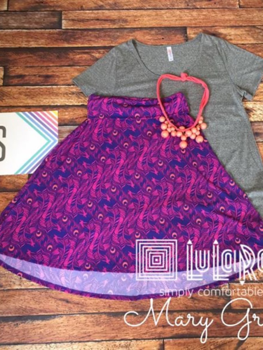 Peacock Feather Print A-Line Skirt